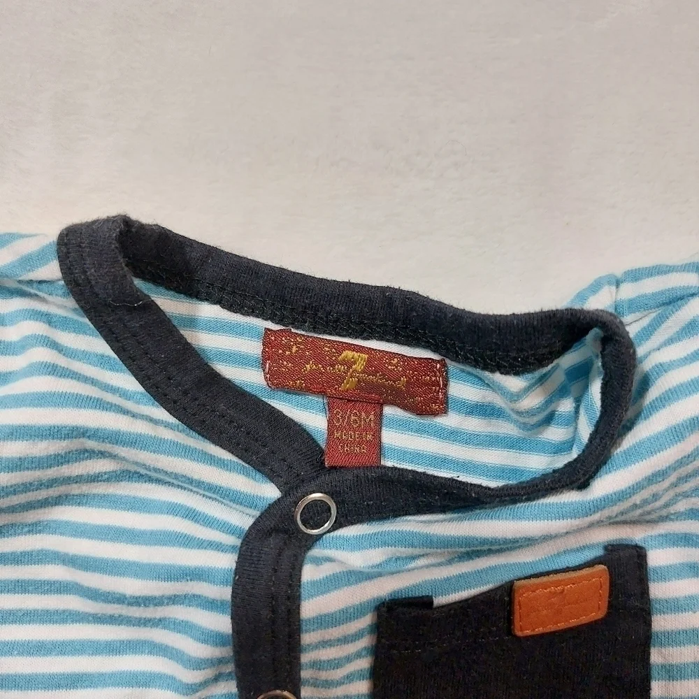 7 for All Man Kind Striped Romper Size 3-6 Months